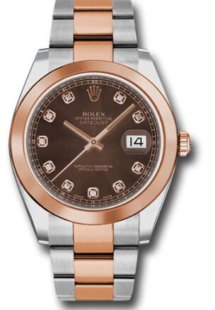 Replica Rolex Steel and Everose Rolesor Datejust 41 Watch 126301 Smooth Bezel Chocolate Diamond Dial Oyster Bracelet - Click Image to Close